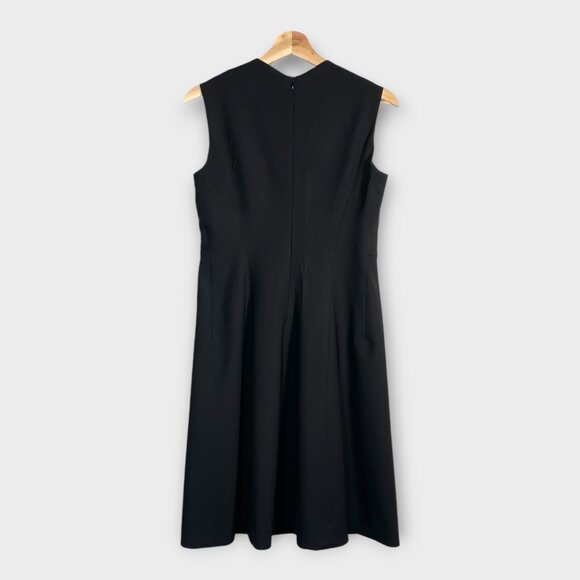 MM Lafluer Little Black Dress Sz 4 Wool Pockets Fit & Flare Italian Fabric EUC - Picture 4 of 9